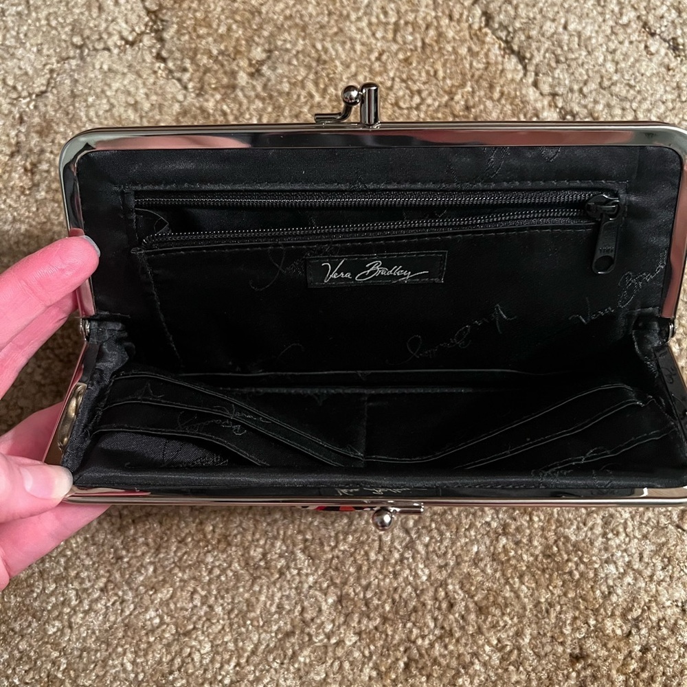 Vera Bradley Black Clutch with Red Floral Design - Picture 2 of 5